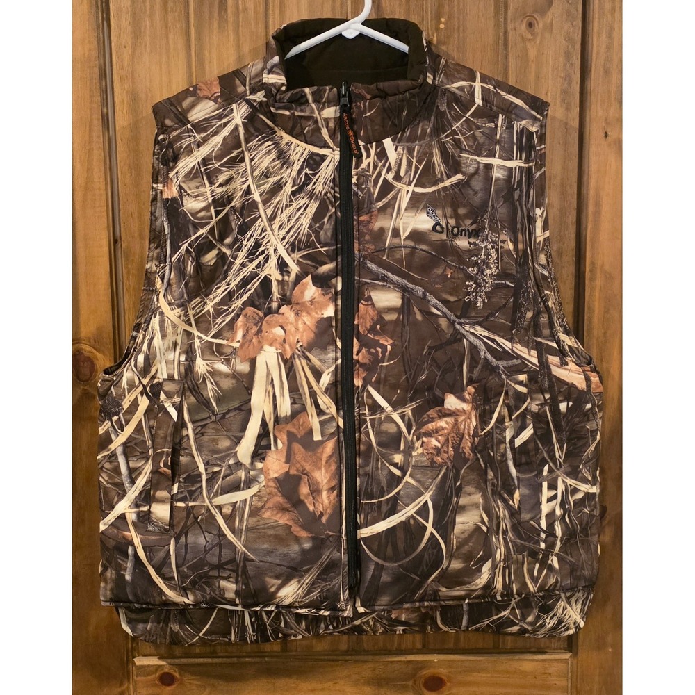Onyx Arctic Shield Hunting Vest Mens XL Brown Camouflage Reversible Full-Zip